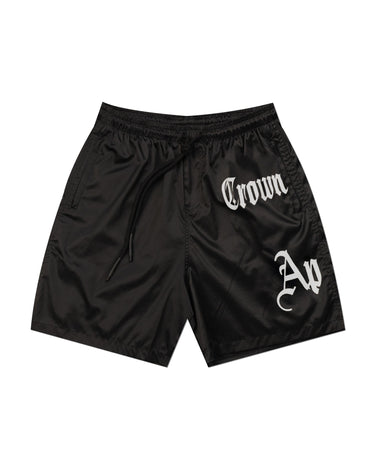 GRIM BLACK SHORTS - AP CROWN - ANCESTRAL STREETWEAR