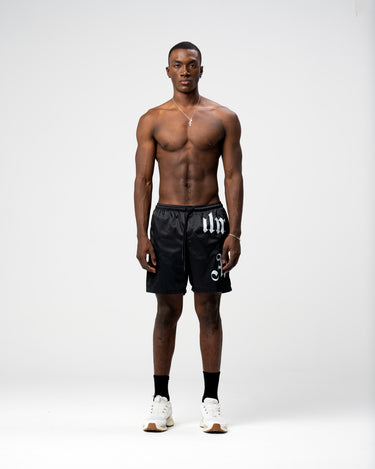 GRIM BLACK SHORTS - AP CROWN - ANCESTRAL STREETWEAR