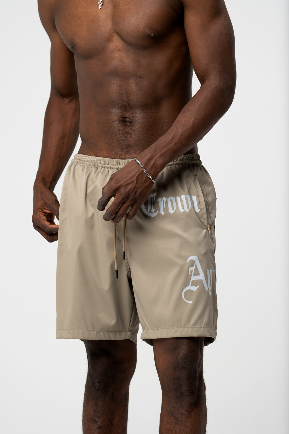 GRIM KHAKI SHORTS - AP CROWN - ANCESTRAL STREETWEAR